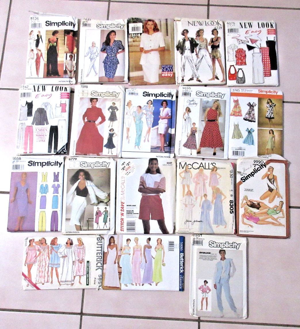 SEWING PATTERNS for WOMEN, lot of 18, size 4-10, Butterick  McCalls, etc UNCUT!