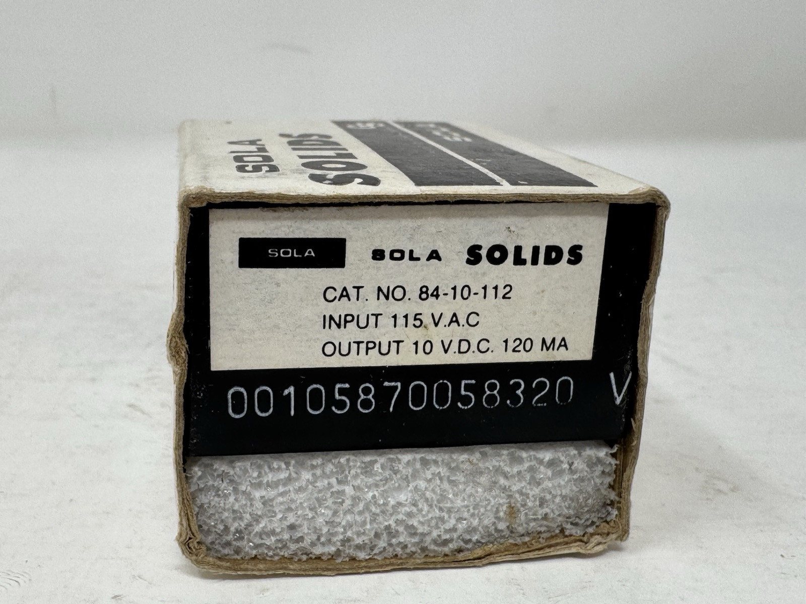 Sola Solids 84-10-112 Power Supply Input 115 VAC Output 10 VDC 120MA NEW
