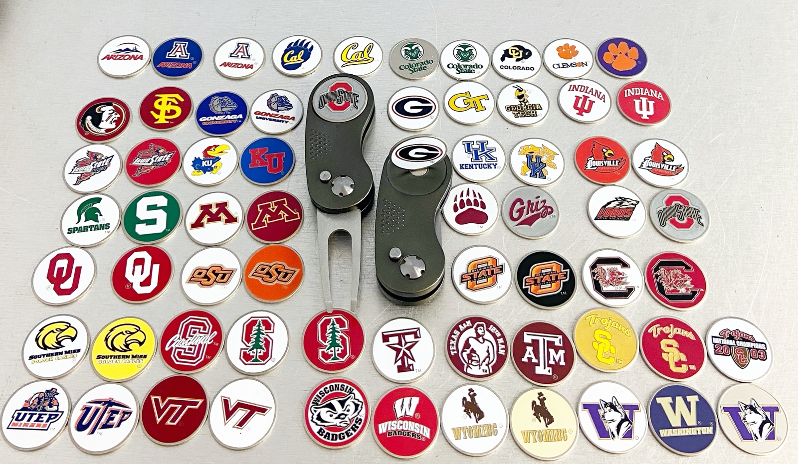 NCAA Switchblade GOLF DIVOT REPAIR TOOL Gray + Ballmark STANFORD Red Cardinal