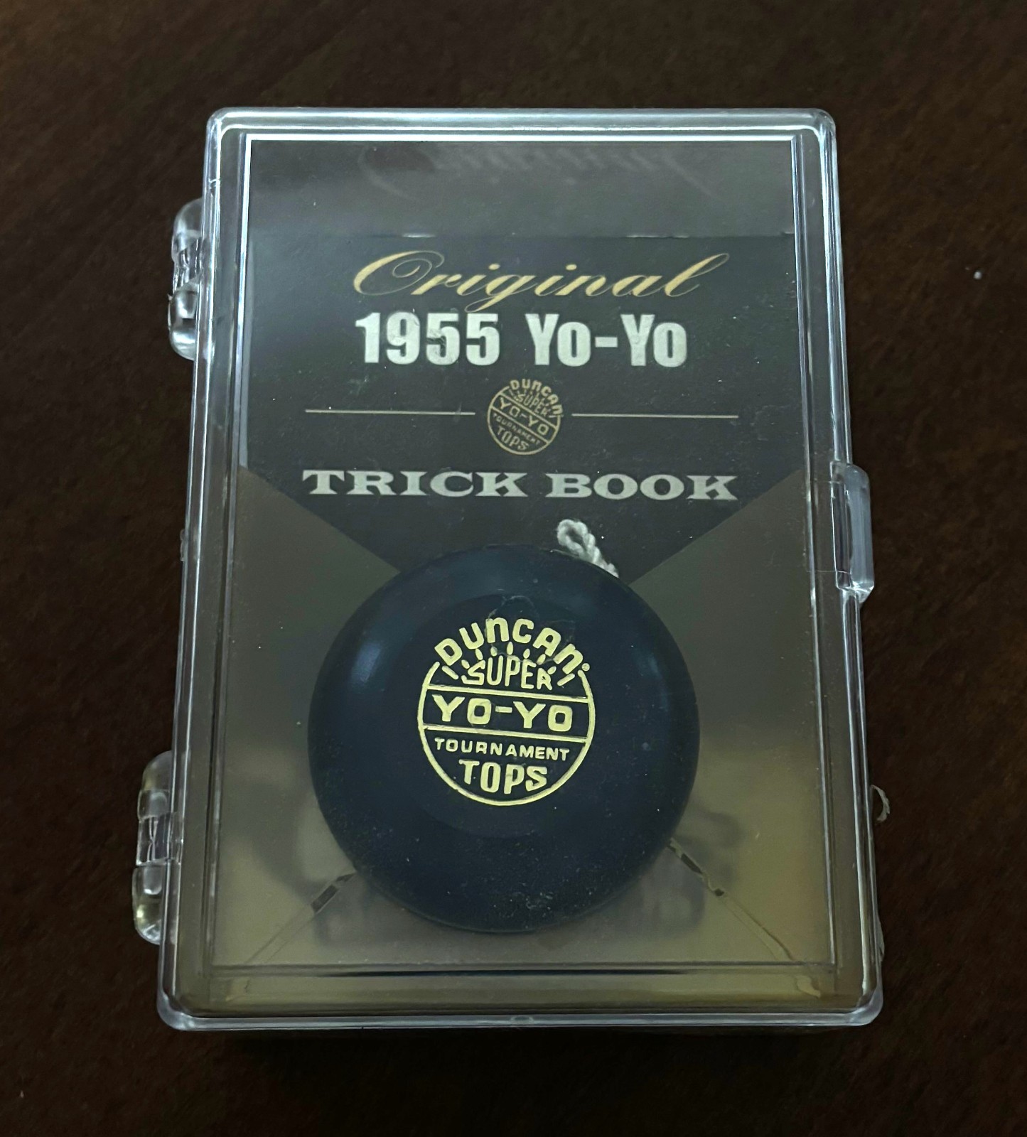 Original 1955 Duncan Yo Yo Black with Tournament Trick Book and Case