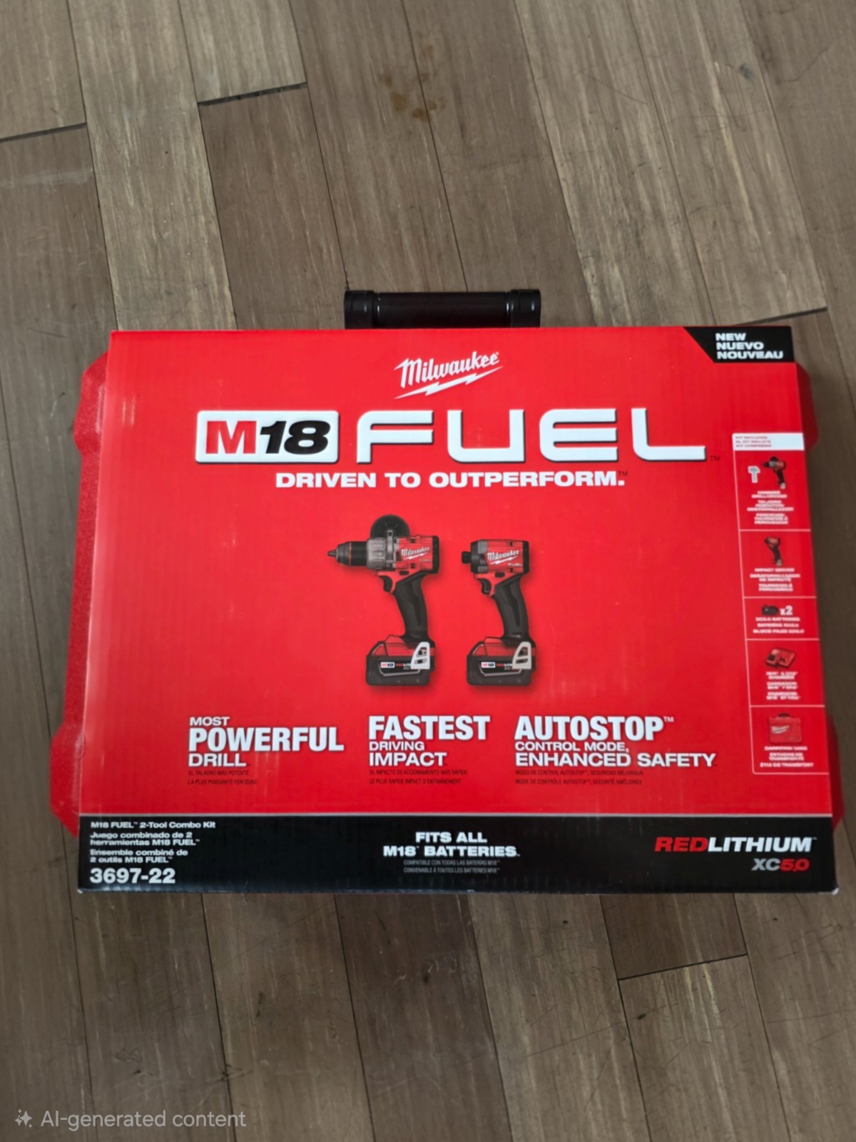Milwaukee M18 FUEL 3697-22 2-Tool Combo Kit w/2 Li-Ion Batteries, Case