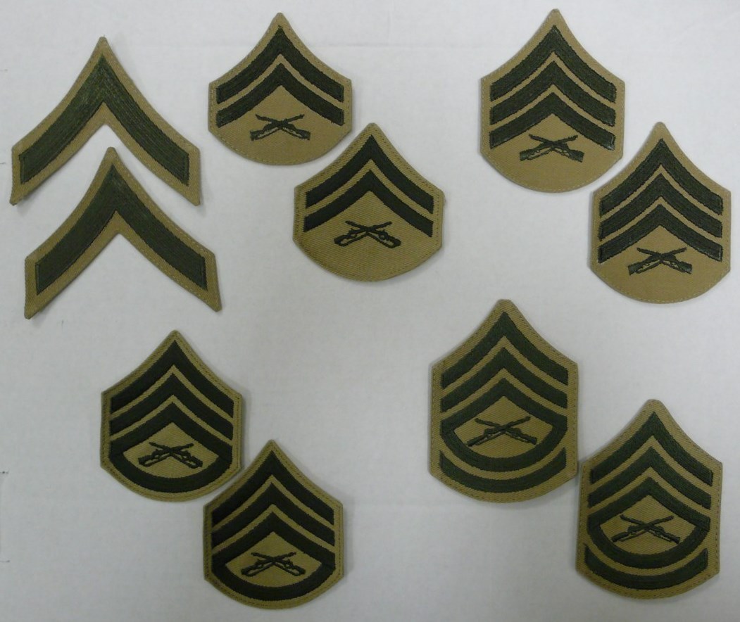US MARINES  KHAKI SHIRT RANKS CHARLIE ALPHA PATCHES PAIR ENLISTED FEMALE