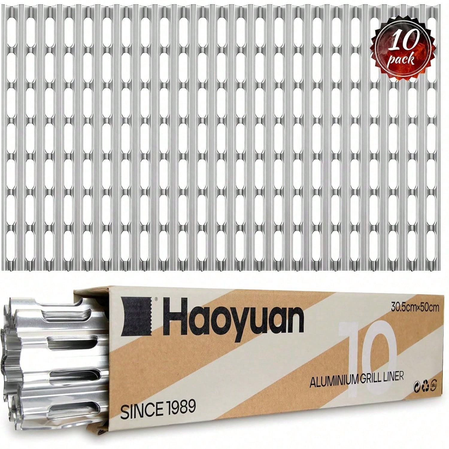 10 Pack Disposable Grill Toppers, 12" x 20" Aluminum Foil Sheets Heat-Resistant