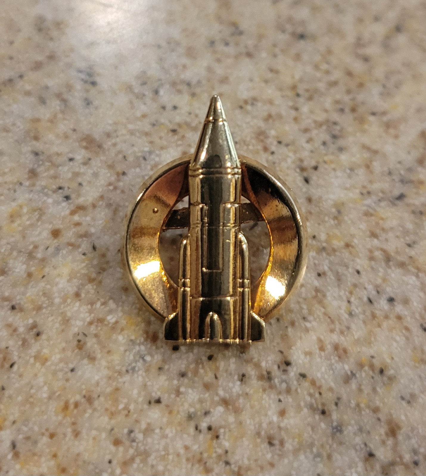 Gold Tone Rocket Lapel Pin