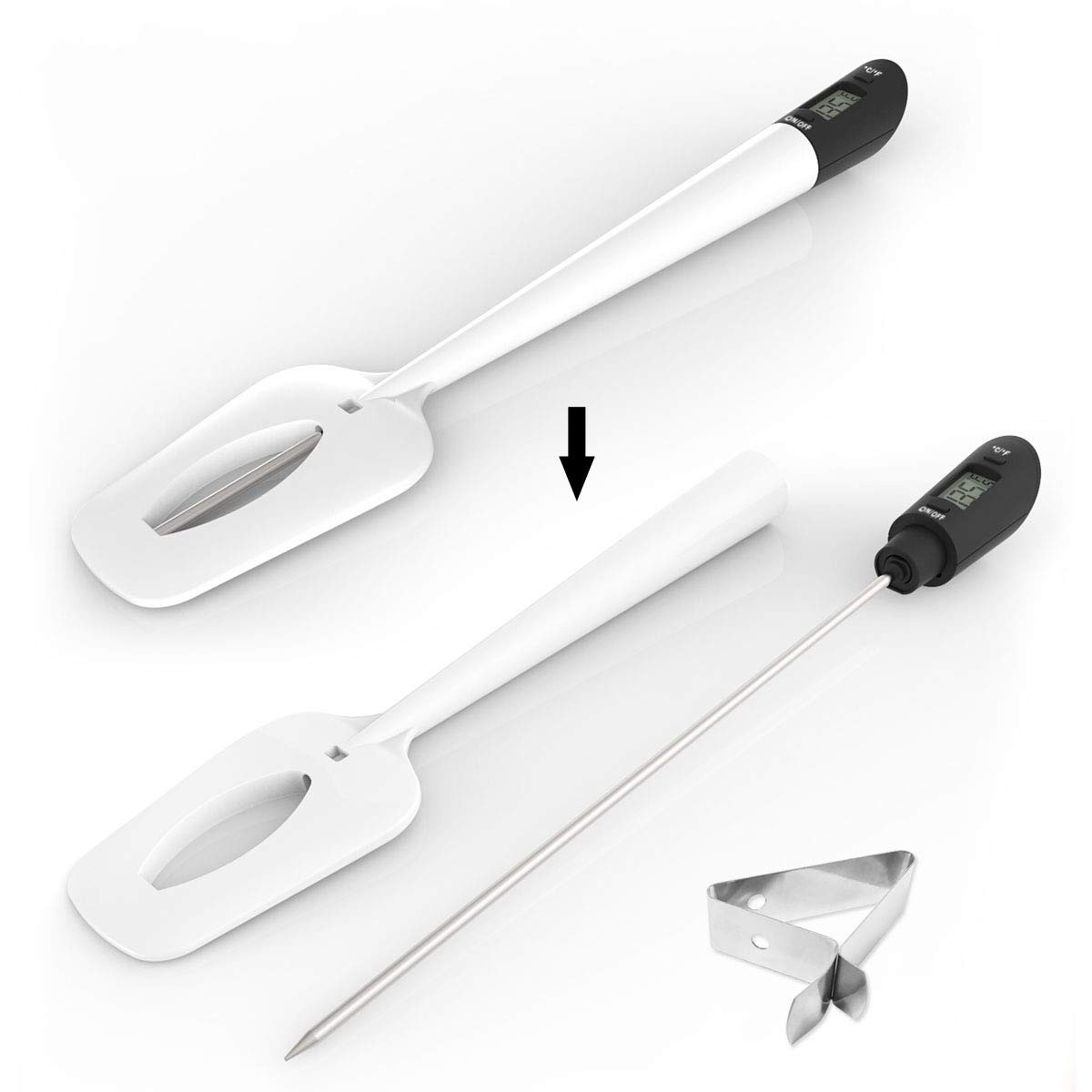 Digital Candy Thermometer Spatula Thermometer Meat Thermometer with Pot Clip & 9