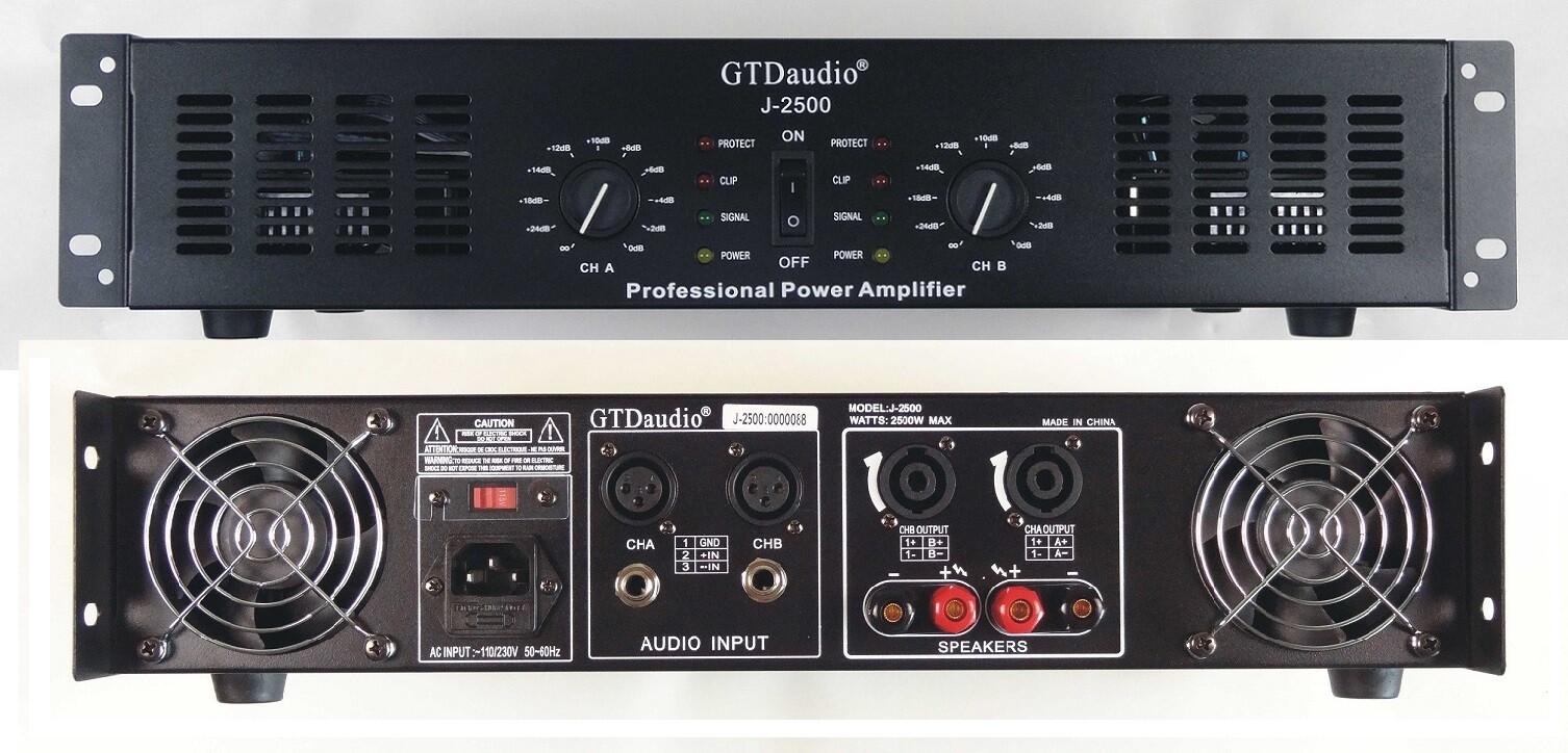 2 Channel 2500 Watts Professional Power Amplifier AMP Stereo J-2500