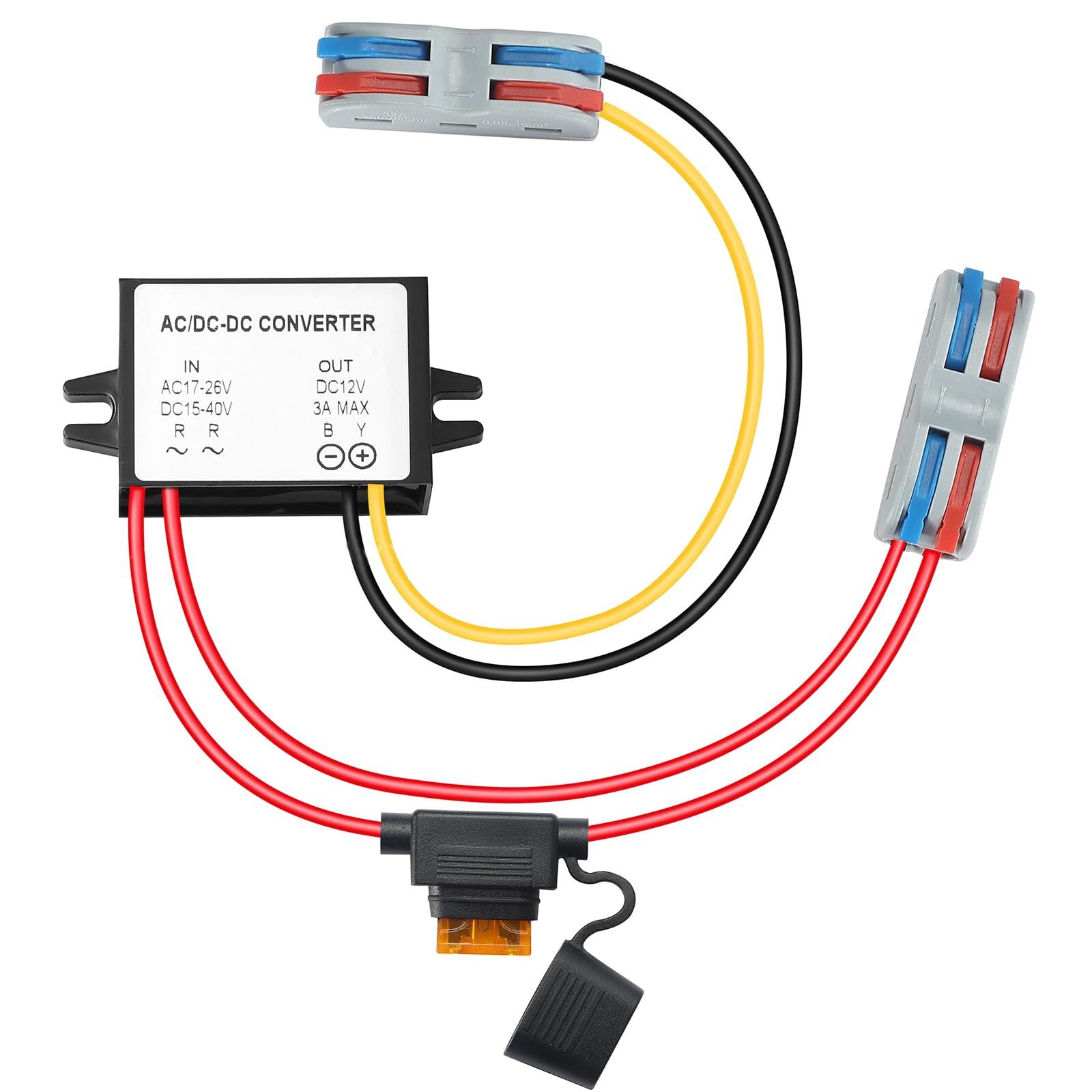 15-40V to 12V 3A Step-Down Converter Waterproof Voltage Reducer for Vehicles