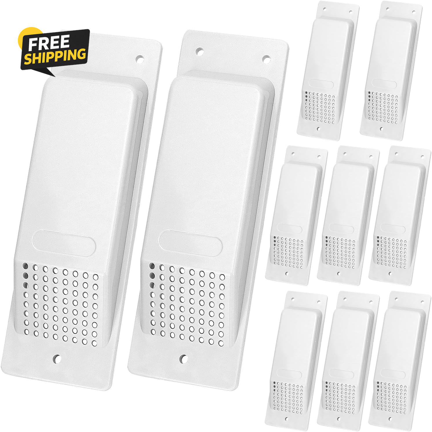 Shipping Container Air Vents - 8" X 2.6" Light Grey 10 Pack Enhanced Cross Flow