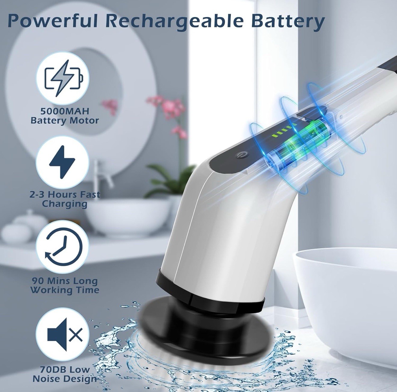 Electric Spin Scrubber, Cordless Cleaning Brush Scrubber for Home