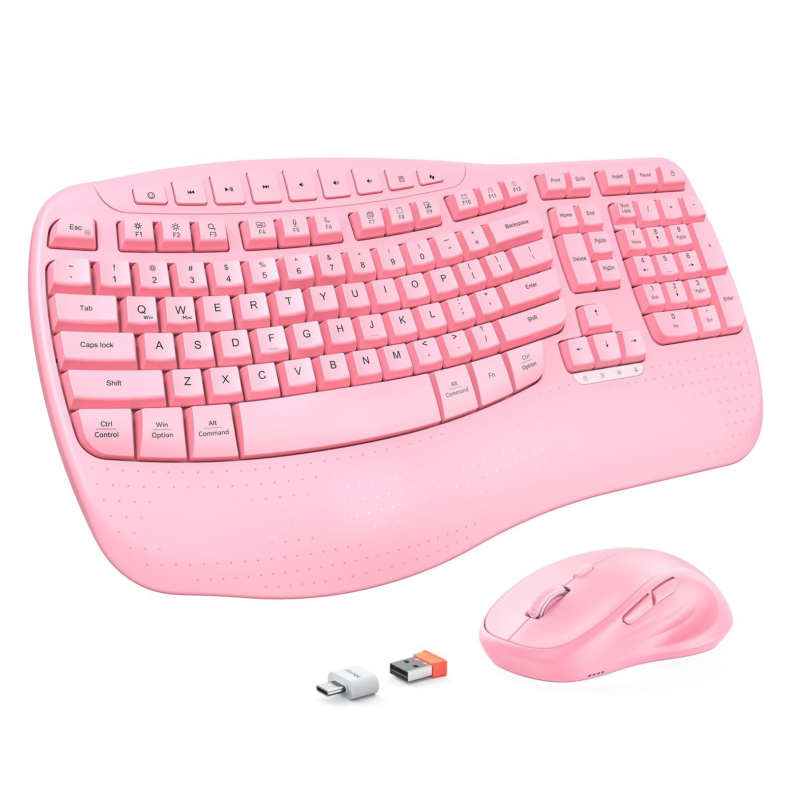 MEETION Ergonomic Keyboard and Mouse Wireless, Wave Keys Natural Typing, 2.4G...