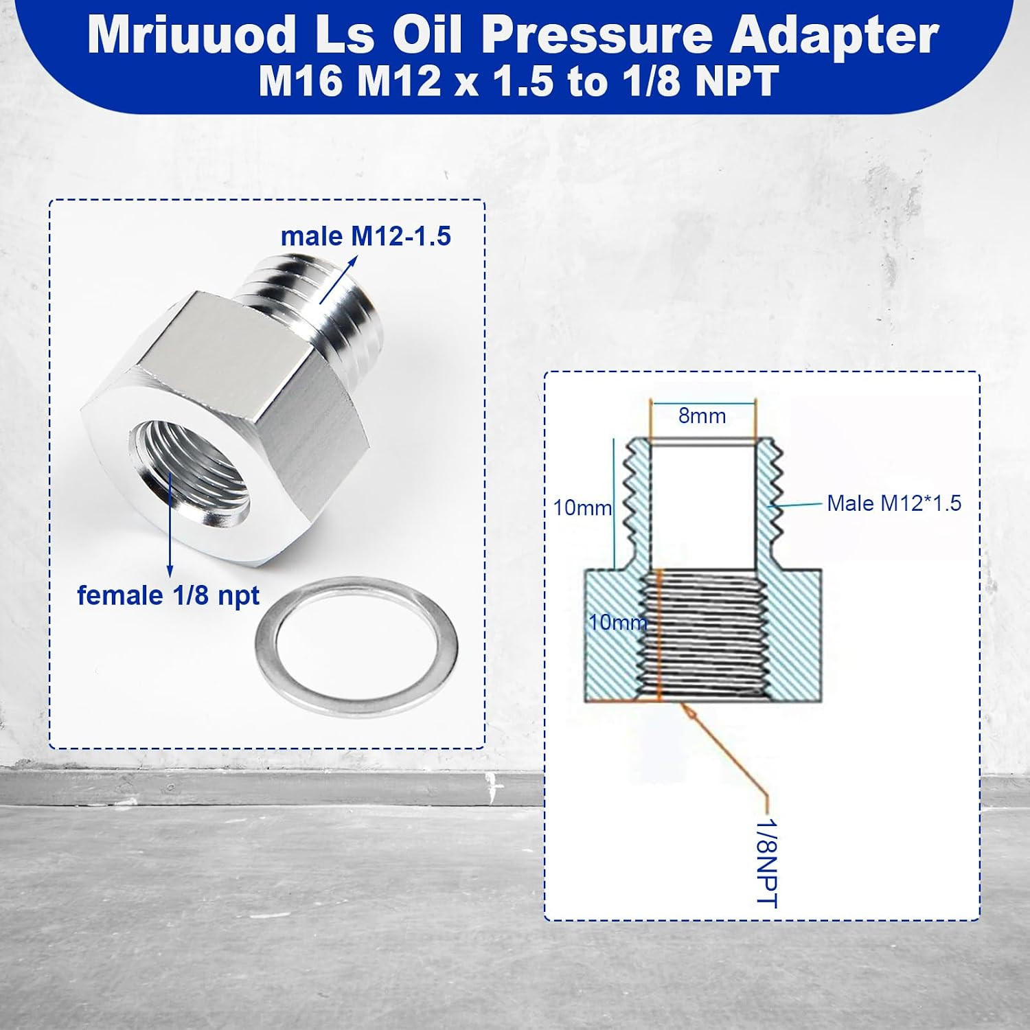 LS Oil Pressure Sensor Adapter, 2 PCS Ls Coolant Temp Sensor Adapter for All GM