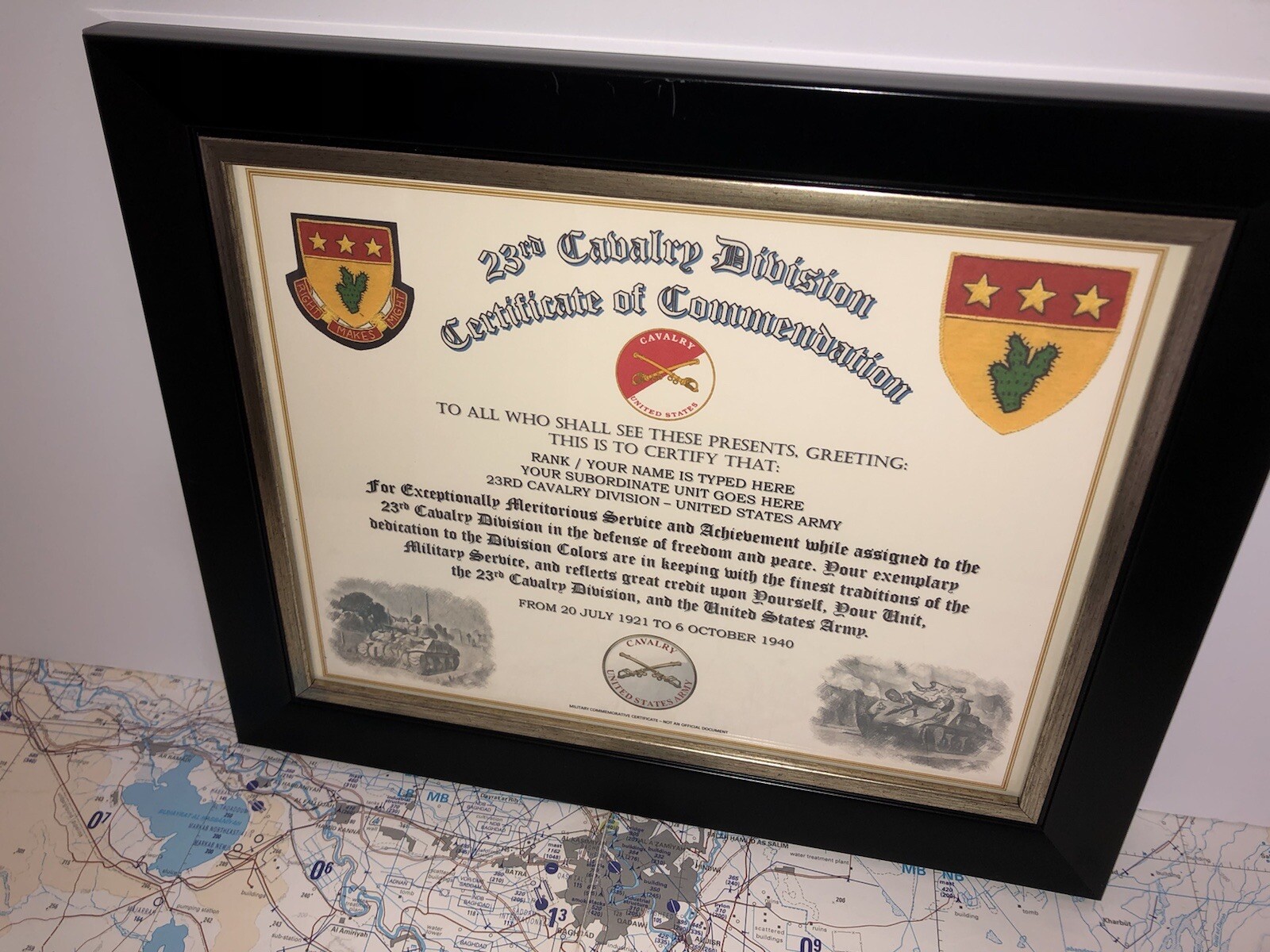 23RD CAVALRY DIVISION / COMMEMORATIVE - CERTIFICATE OF COMMENDATION