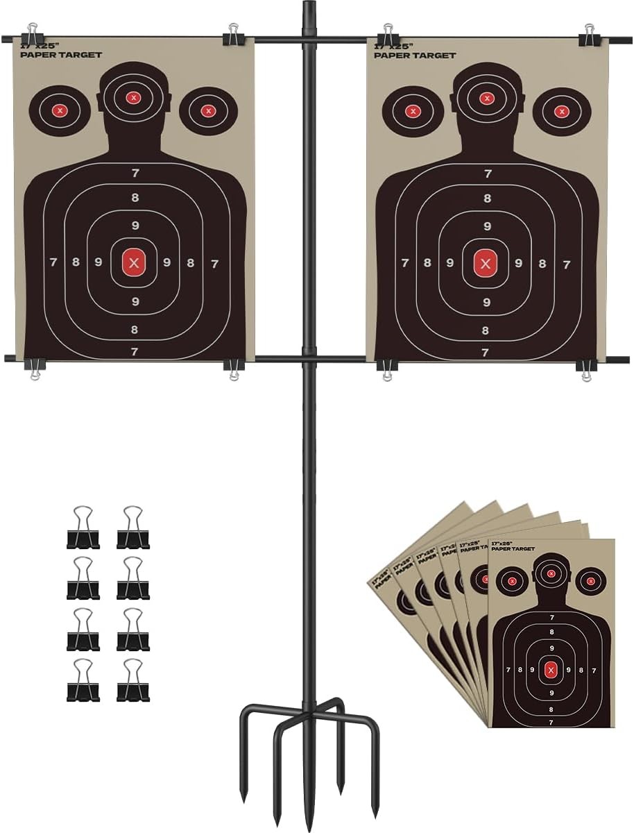Adjustable Shooting Target Stand with 5-Prong Base, Portable Medium, Black