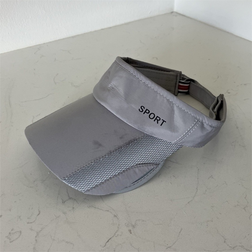 Gray Adjustable Golf Visor Polyester Sport Hat Unisex Solid Logo Summer