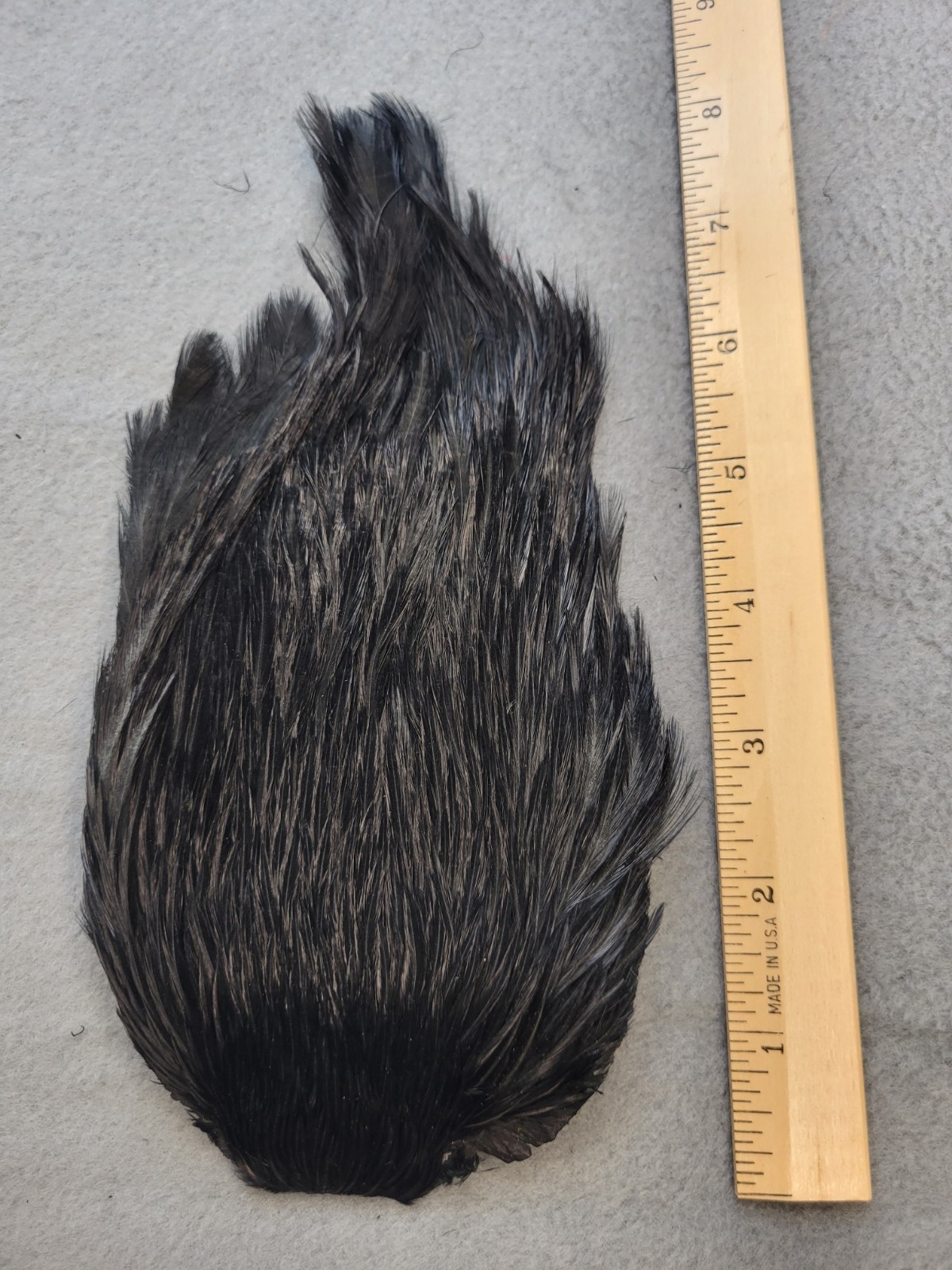 Lot 175,  Grade B,  DYED BLACK India Rooster Streamer Neck Cape Feathers