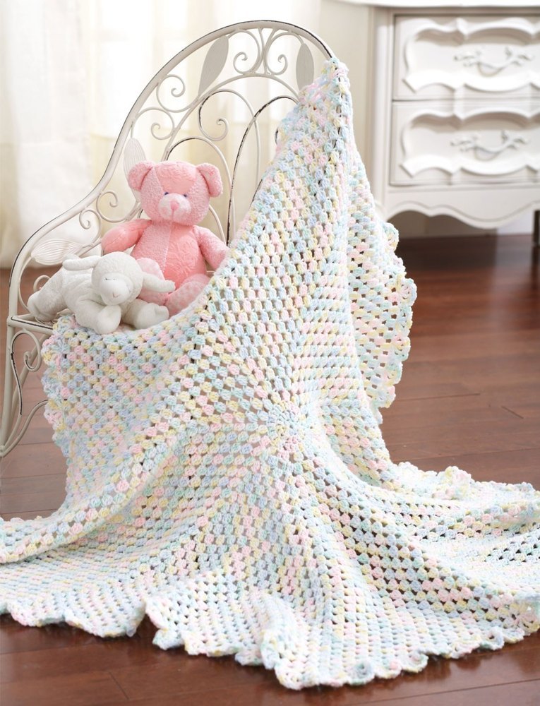 CROCHET PATTERN - DK CIRCULAR BABY BLANKET/SHAWL SIZE 42" DIAMETER