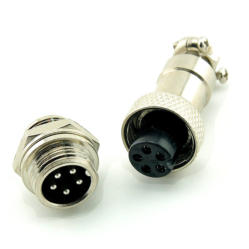GX12 6Pin Screw Type Electrical Socket Connector Aviation plug Male + Female