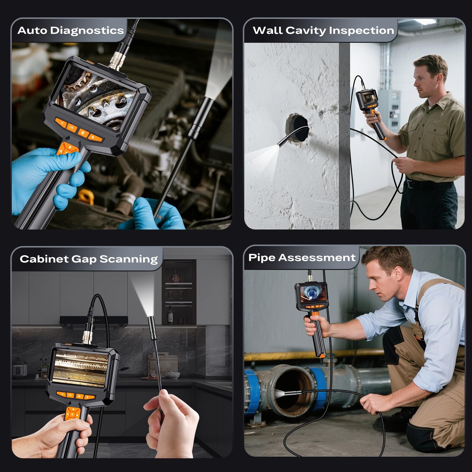 Endoscope Camera with Light, Handheld Borescope Inspection Camera with 4.3" I...