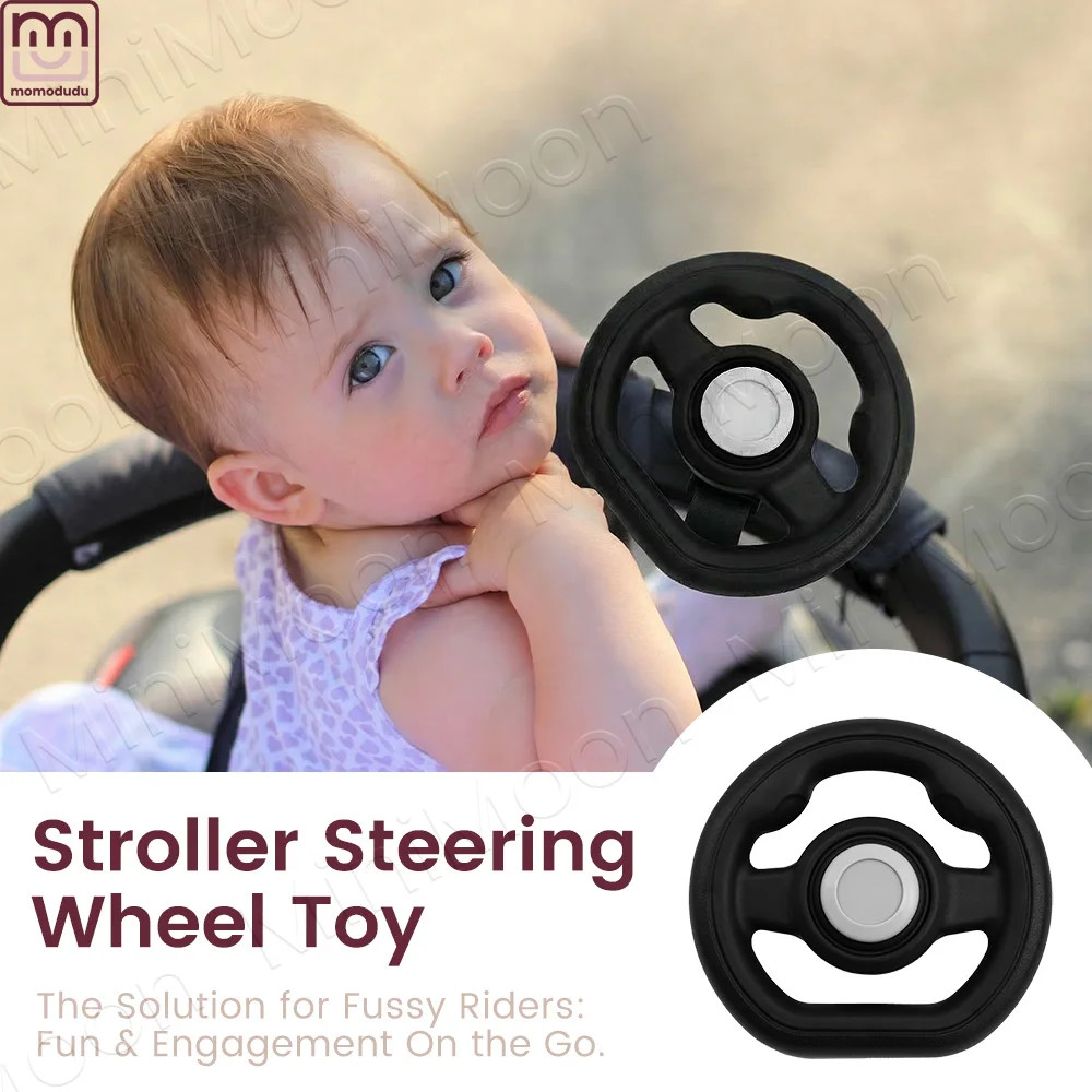 Stroller Steering Wheel with Honk Sound & 360° Rotation, Baby Travel Toy Riders