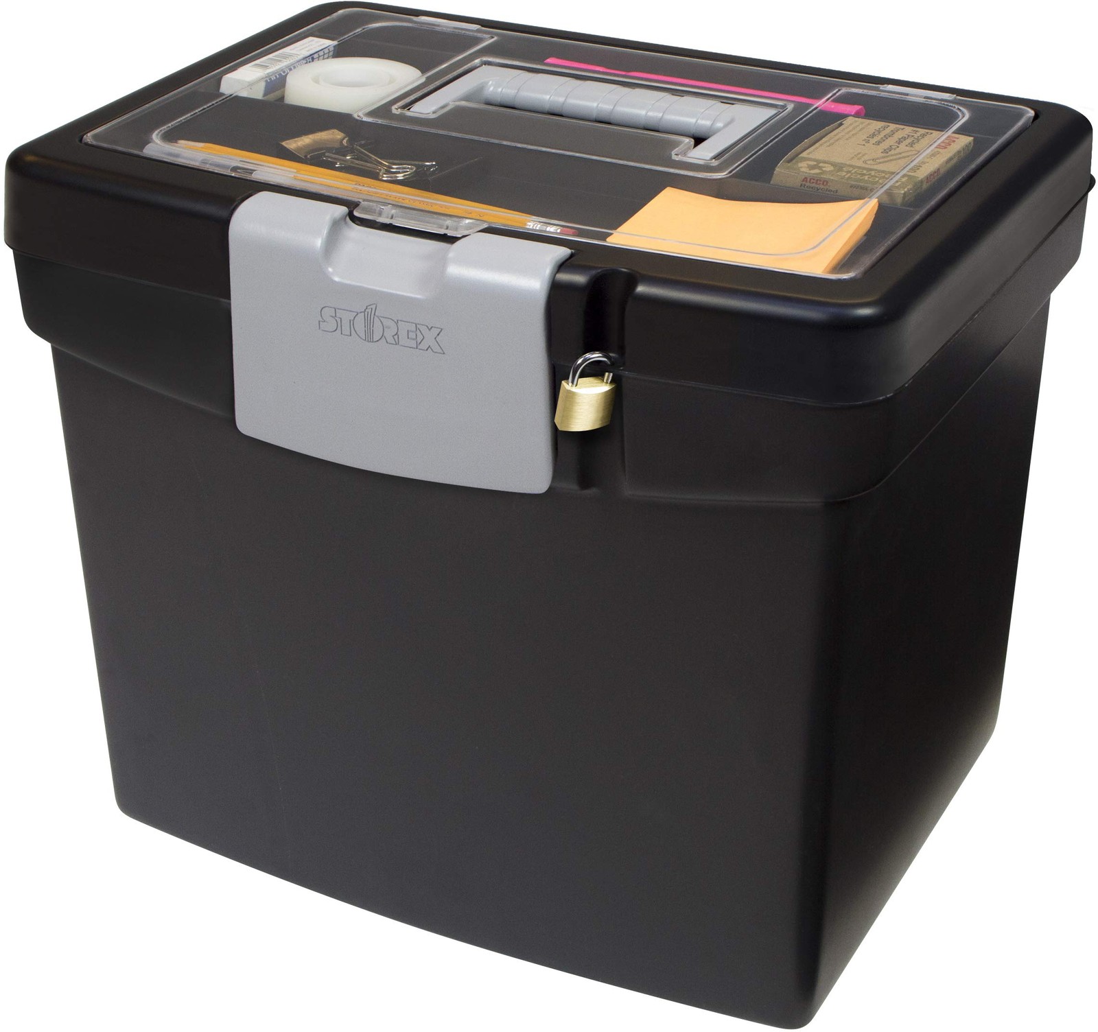 Storex File Storage Translucent Storage Lid Black 2-Pack