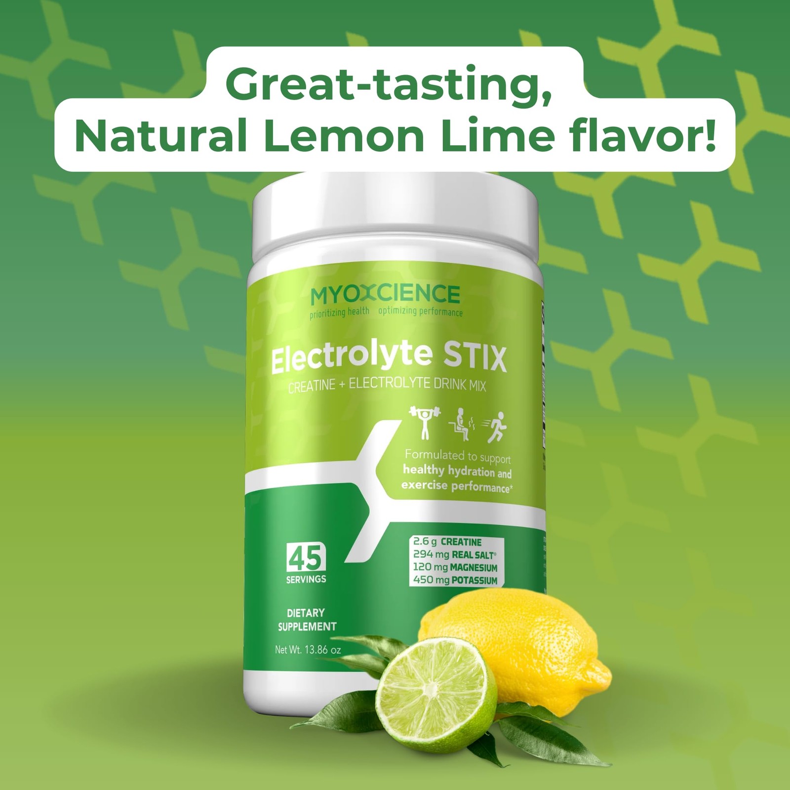 MYOXCIENCE Electrolyte STIX | Creatine Powder | Recovery 45 Count