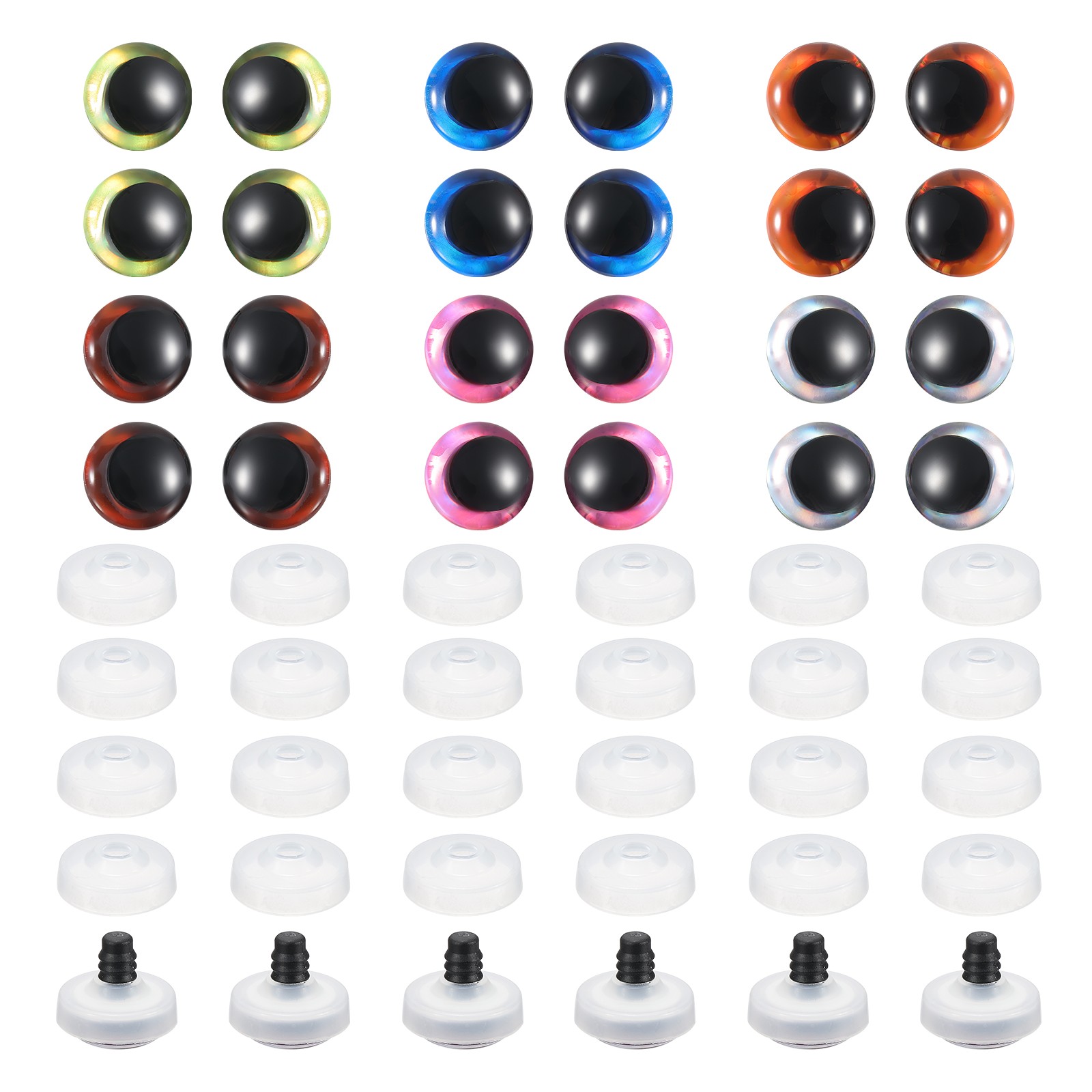 20mm Glitter Moon Safety Eyes, 36 Pcs Colorful Crocheting Safety Eyes, 6 Colors