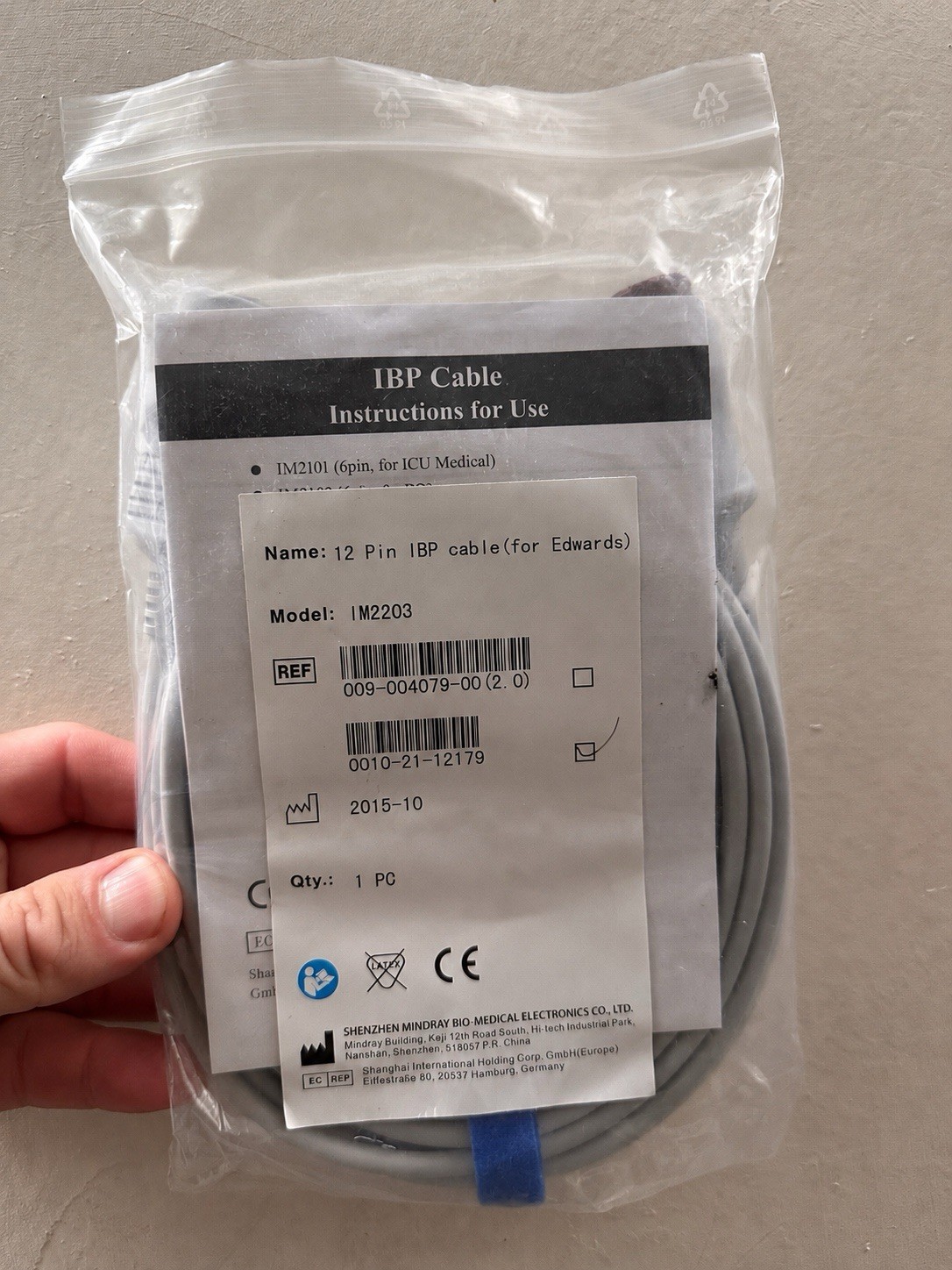Mindray Passport 12 Edwards IBP Adapter Cable - 0010-21-12179 Genuine