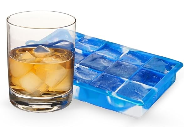 Host Ice Cube Tray with Lid Blue Marble 1.25-inch Cubes
