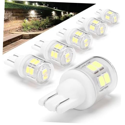 T5 T10 Wedge Base LED Landscape T10 - 6 count (Pack of 1) 6000k Daylight White
