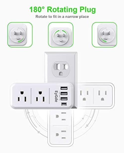 Multi Plug Outlet Extender Surge Protector 1700J, Wall Power Strip with 1 Pack
