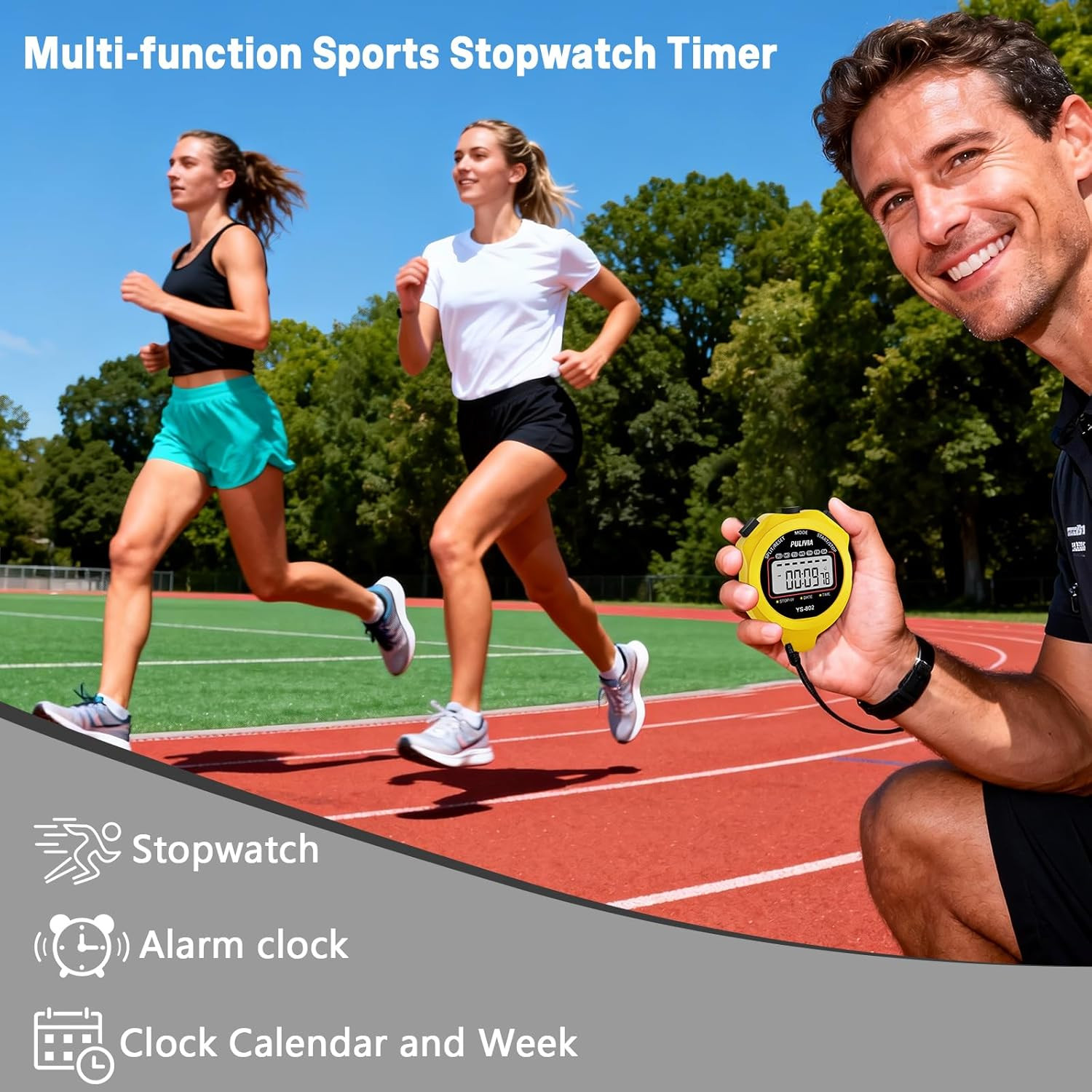 Professional Digital Sports Stopwatch Timer for Coaches - Yellow