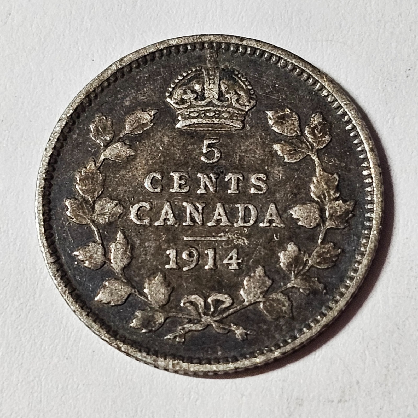 1914 Canada 5 five cents SILVER - LOW COMBINED SHIP - C5-250