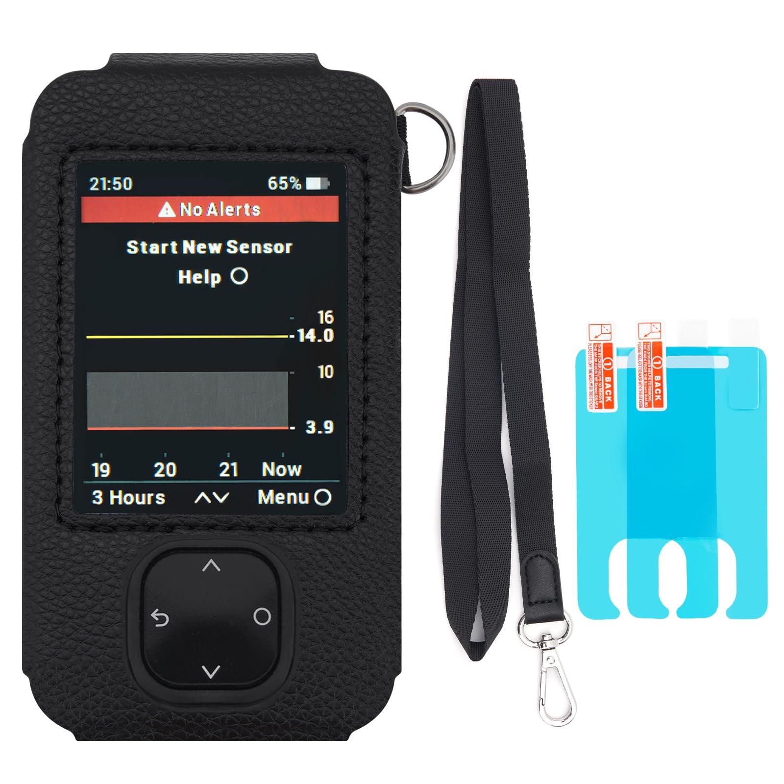 Swiatla Dexcom G7 Receiver Leather Case with Lanyard and 2PCS Screen Back