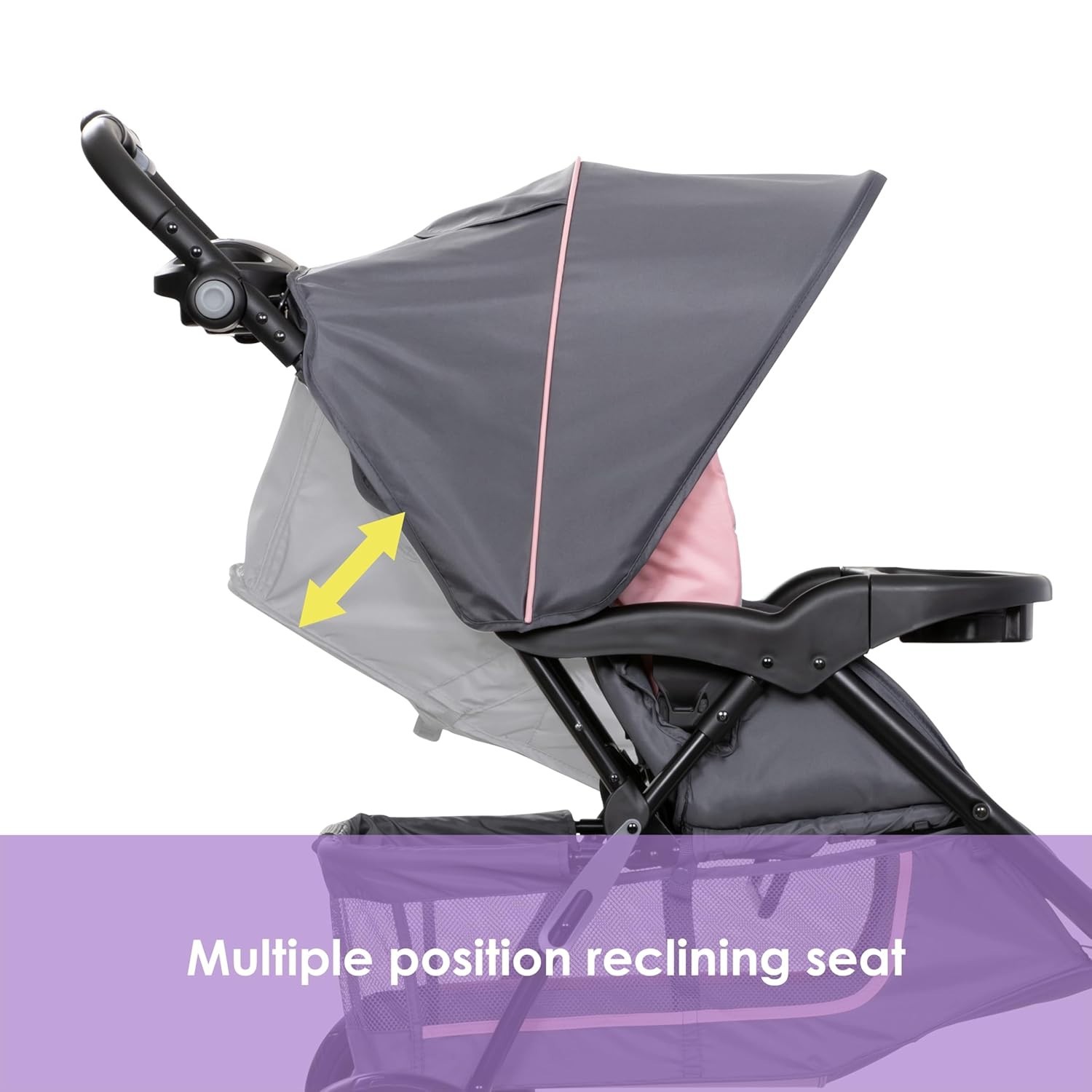 Adjustable Height Stroller with 5 Point Harness and Breathable Polyester Fabric