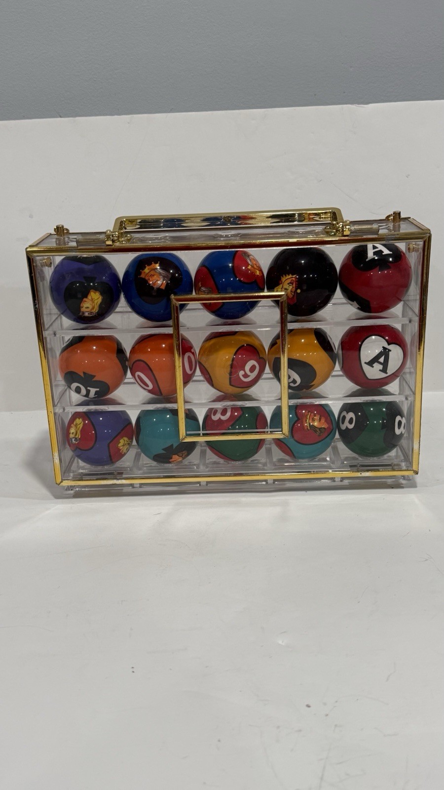 Crown Games Poker Pool  Billiard Ball Set 10 Games Official Guide Display Case