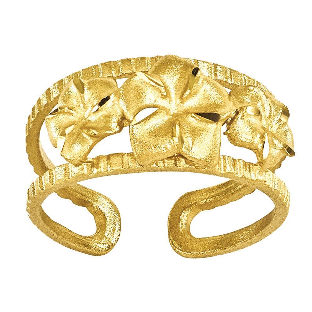 Plumeria Adjustable Toe/Midi Ring 14K Yellow Gold Plated