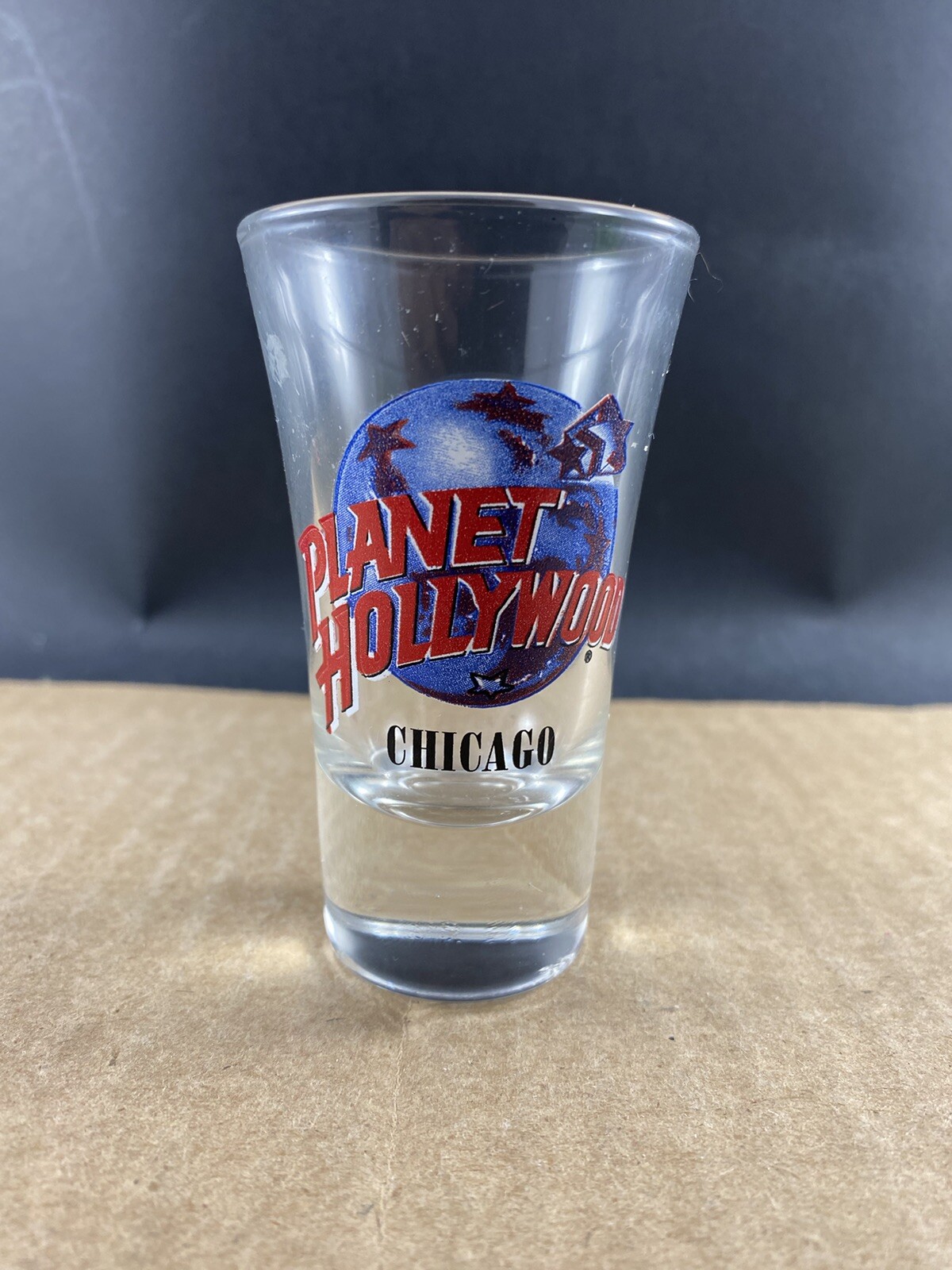 Planet Hollywood, Chicago shot glass, COMBINED SHIP $1 PER MULTIPLE