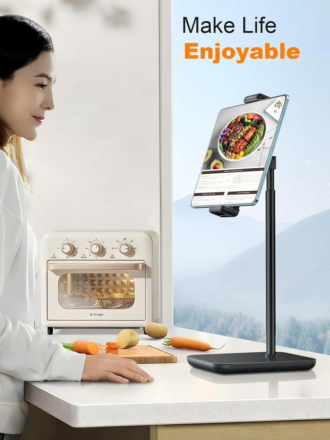 Tablet Stand for Desk with 360 Adjustable Holder Clamp Bracket, Height Adjustabl