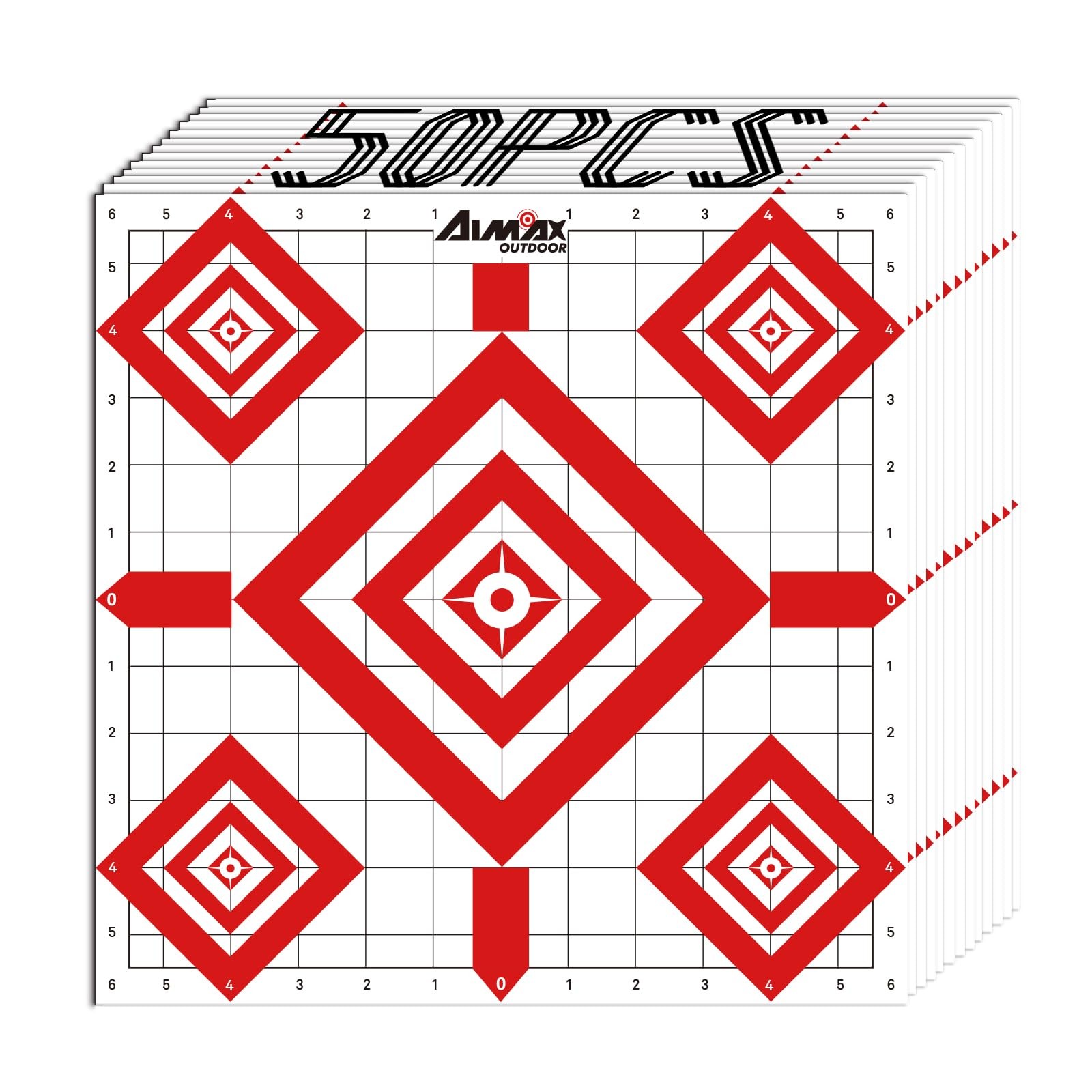 Aimax Outdoor 12"x12" Sight in Paper Shooting Targets, 12 Inch, Red & White