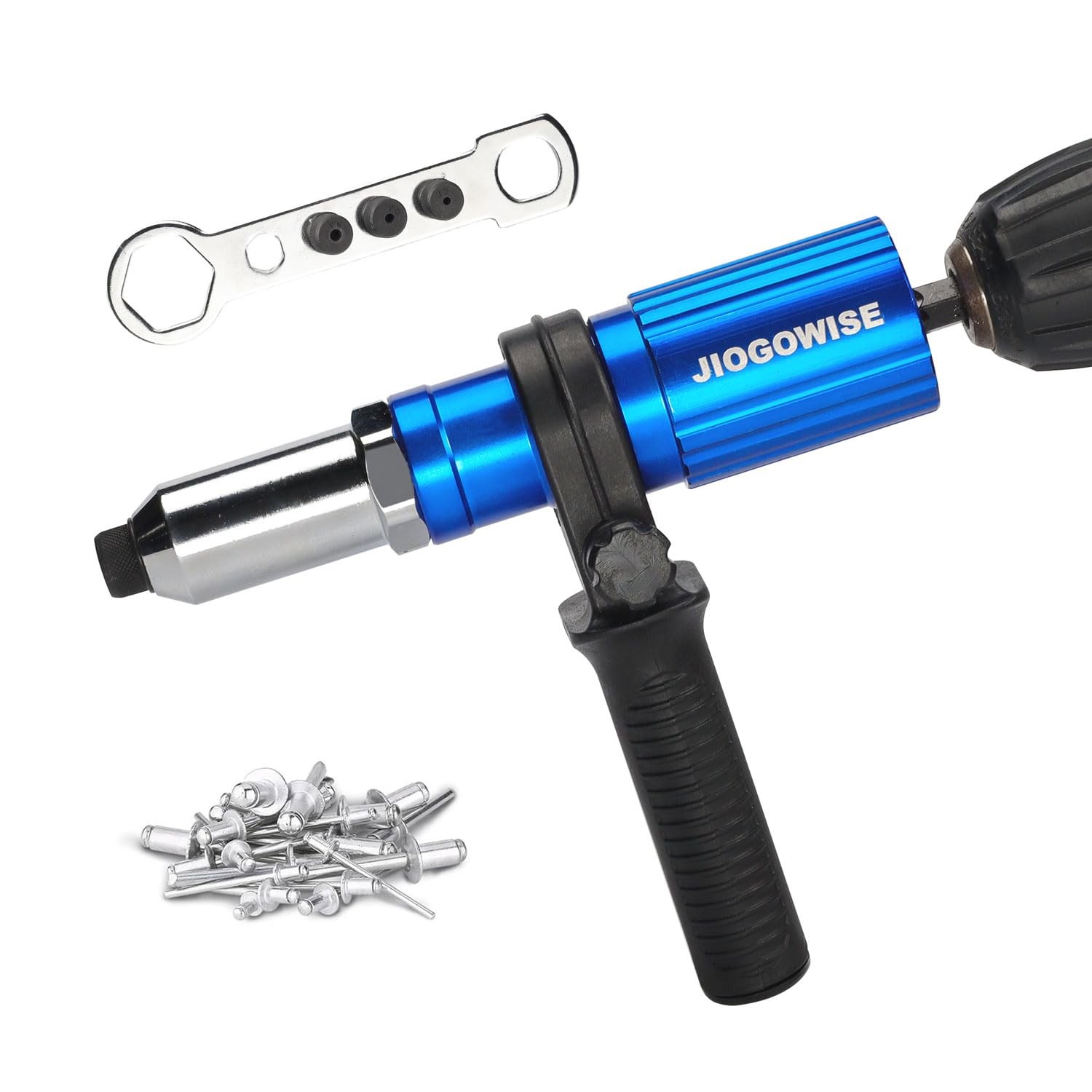JIOGOWISE Professional Rivet Gun Adapter Kit,Electric Power Drill BLUE