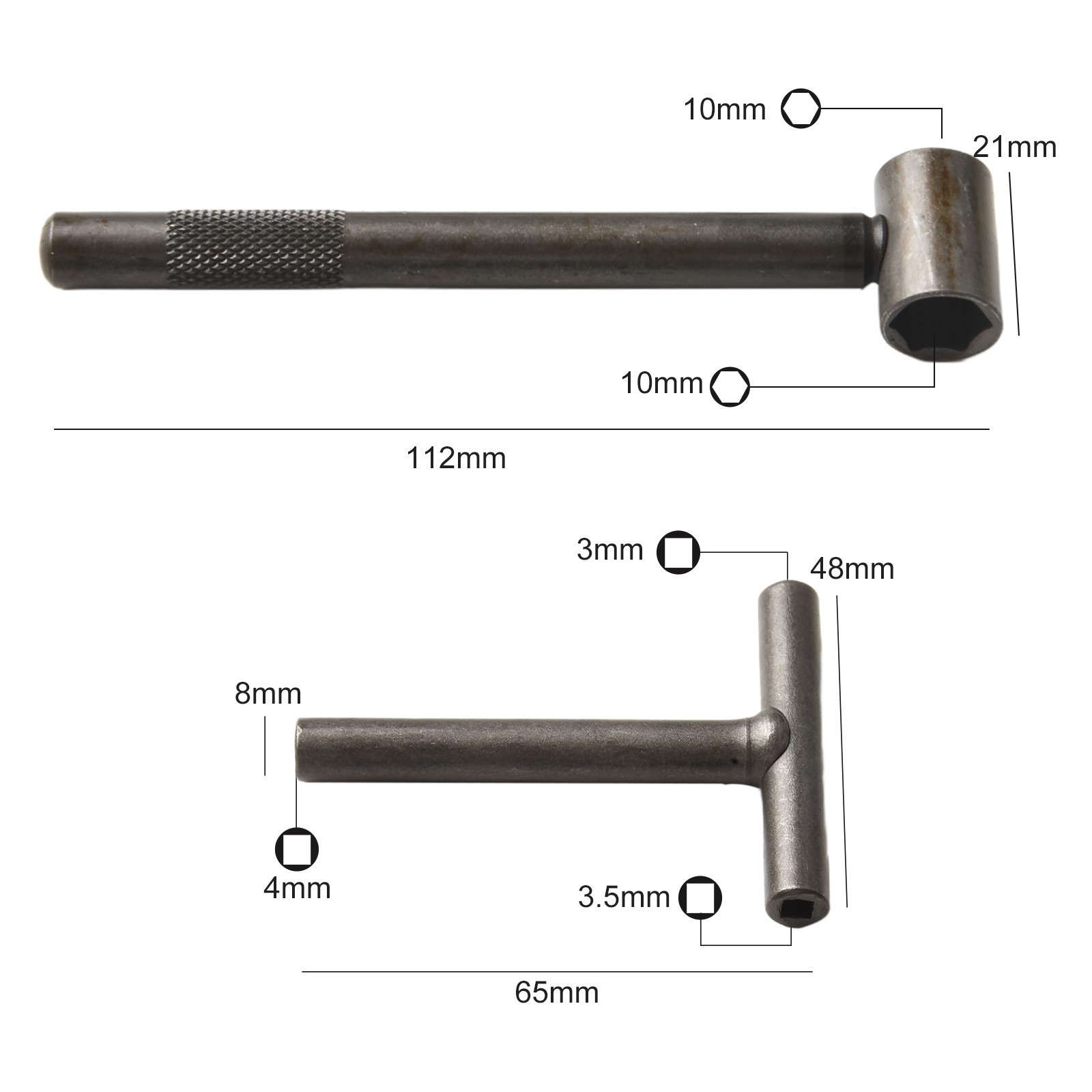 2 Pcs Spanner Wrench Motorcycle Valve Adjustment Tool Square Hexagonal Hardware
