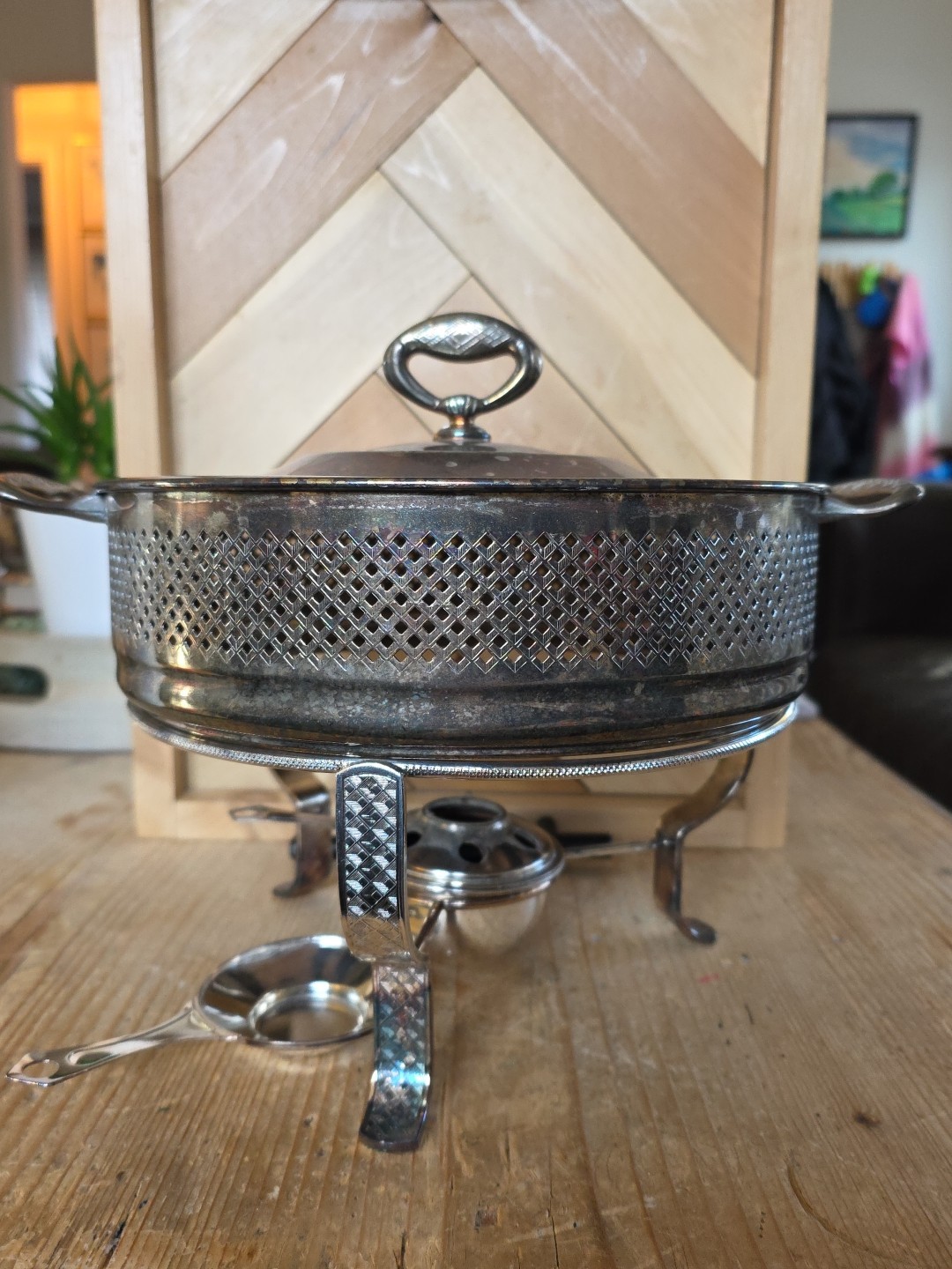 Vintage Silverplate Chafing Serving Set, No Glass Insert