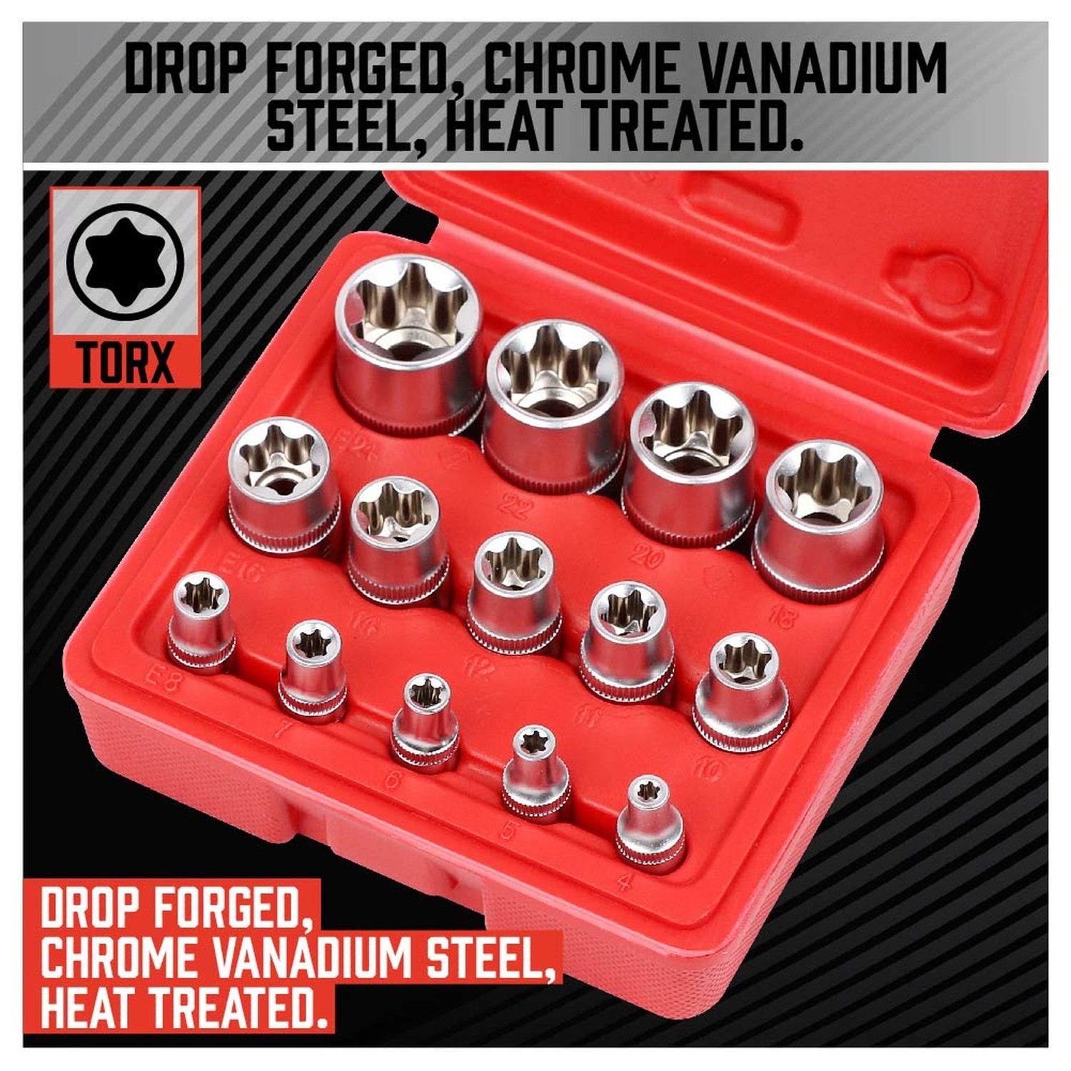 SEDY 14-Piece E-TORX Socket Set - Premium Female Torx Socket Set, Ultimate To...