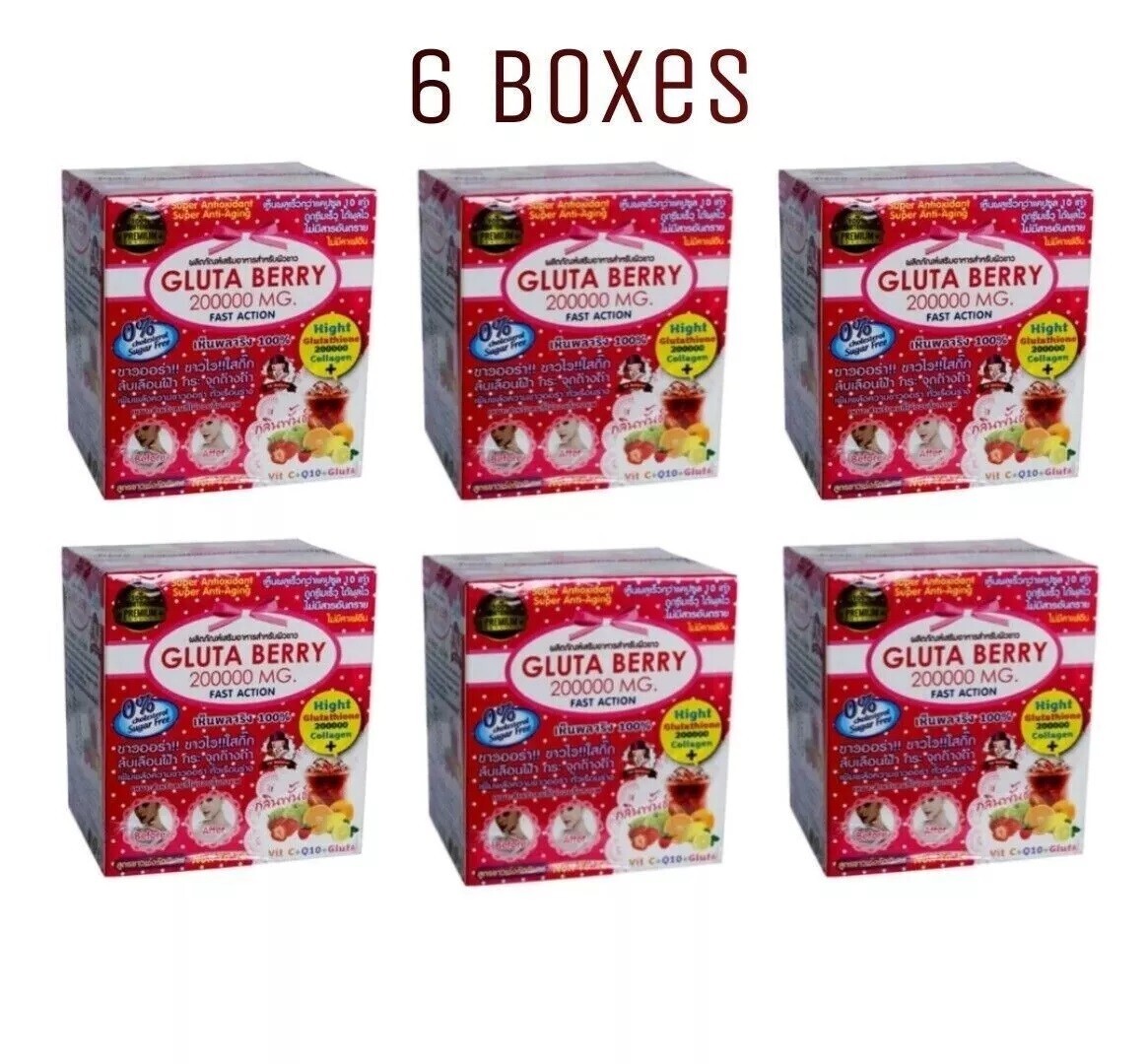 Gluta Berry 200000 mg Drink PUNCH Reduce freckles Skin fast ship  USA- Pack of 6