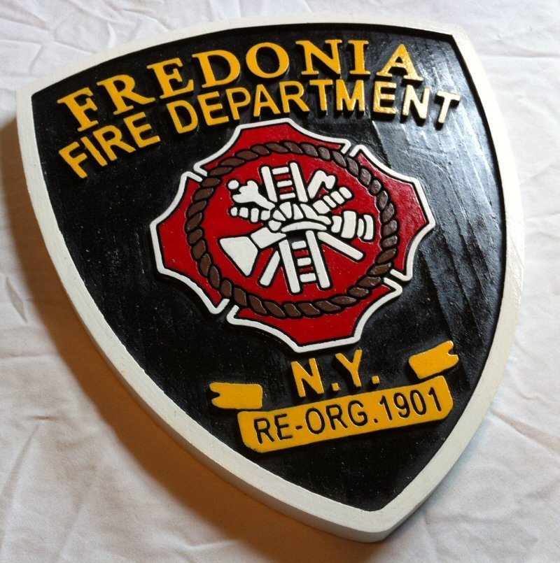Fire Department Fredonia 3D routed carved plaque wood patch sign Custom Carved
