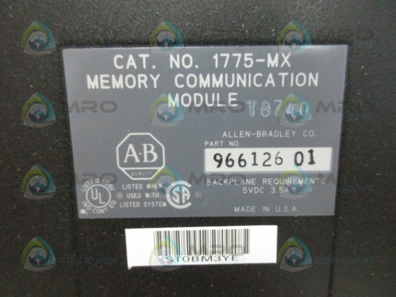 INDUSTRIAL SPARE PART 1775-MX MEMORY COMMUNICATION MODULE UNMP