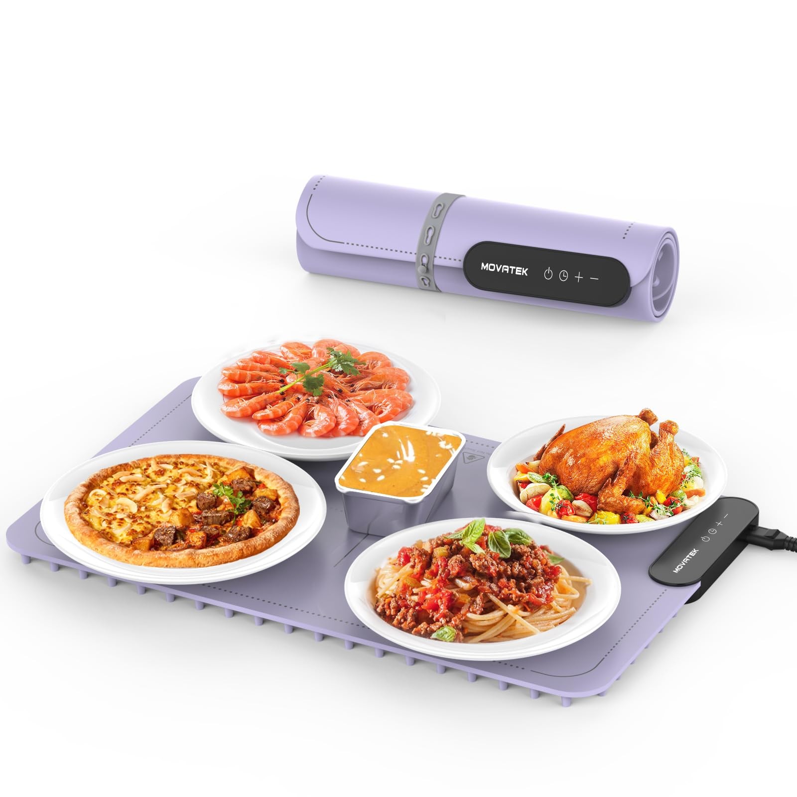 Electric Food Warming Mat with 9 Temperature Settings, Quick Large, Purple