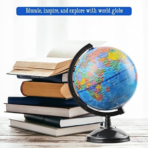 World Globe for Kids Learning - 6 inch Interactive Earth Globe with Stand for...