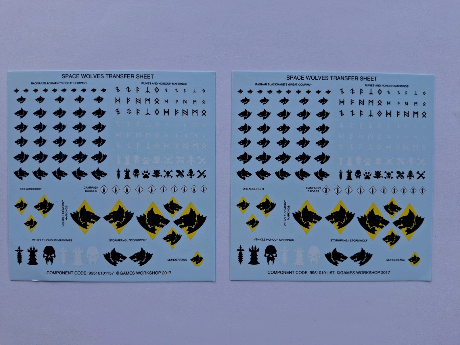 Space Wolves Space Marines Transfer Sheet - Warhammer 40K Games Workshop T318