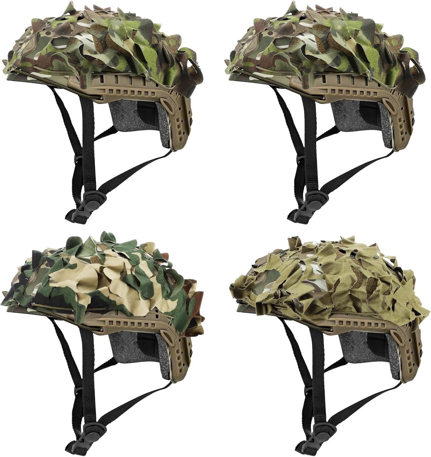 4 Pcs Helmet Cover Tactical Scrim Airsoft Leaf Cover Camo Military Gear Combat F